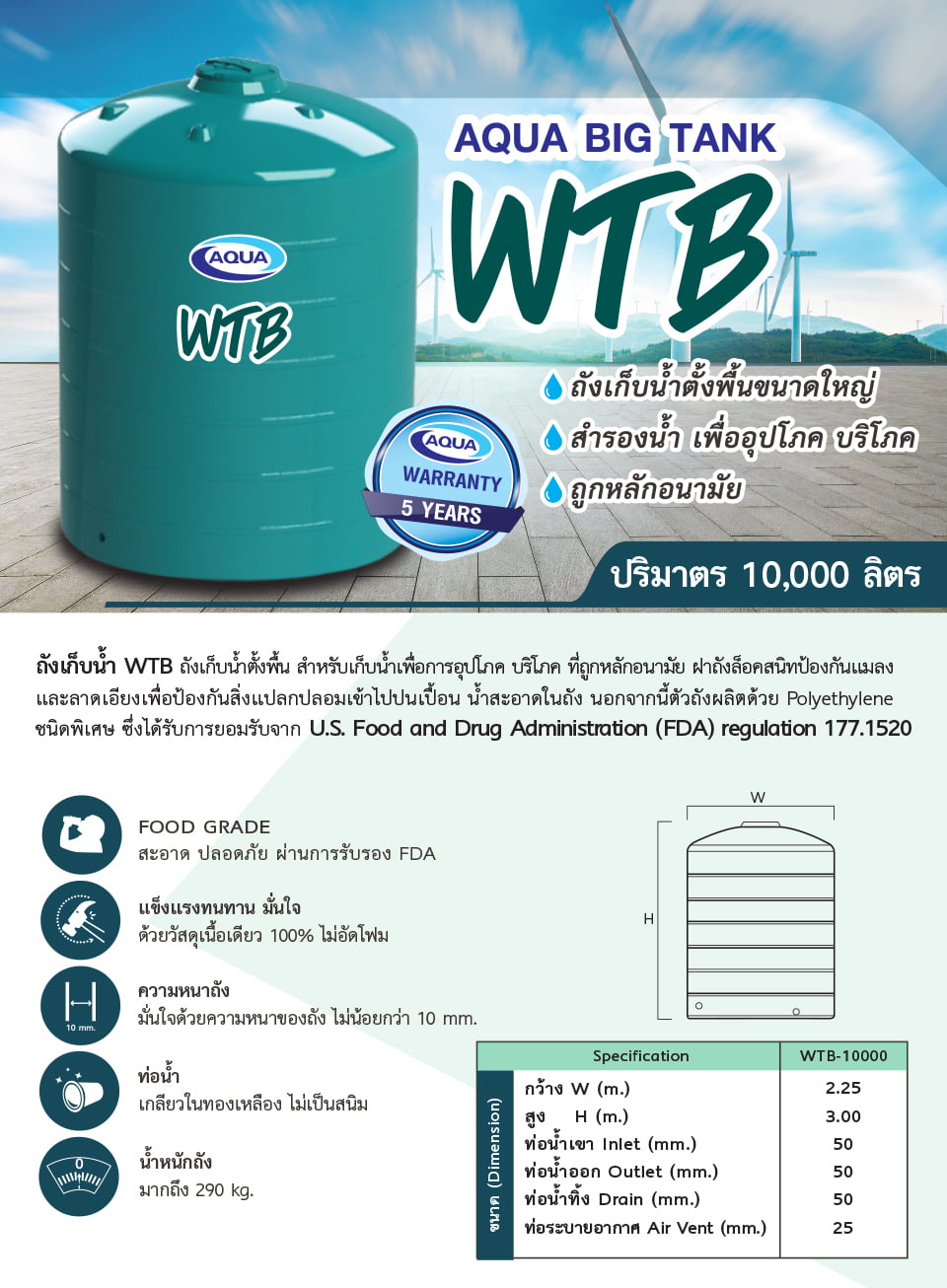 ถังเก็บน้ำ aqua - wtb