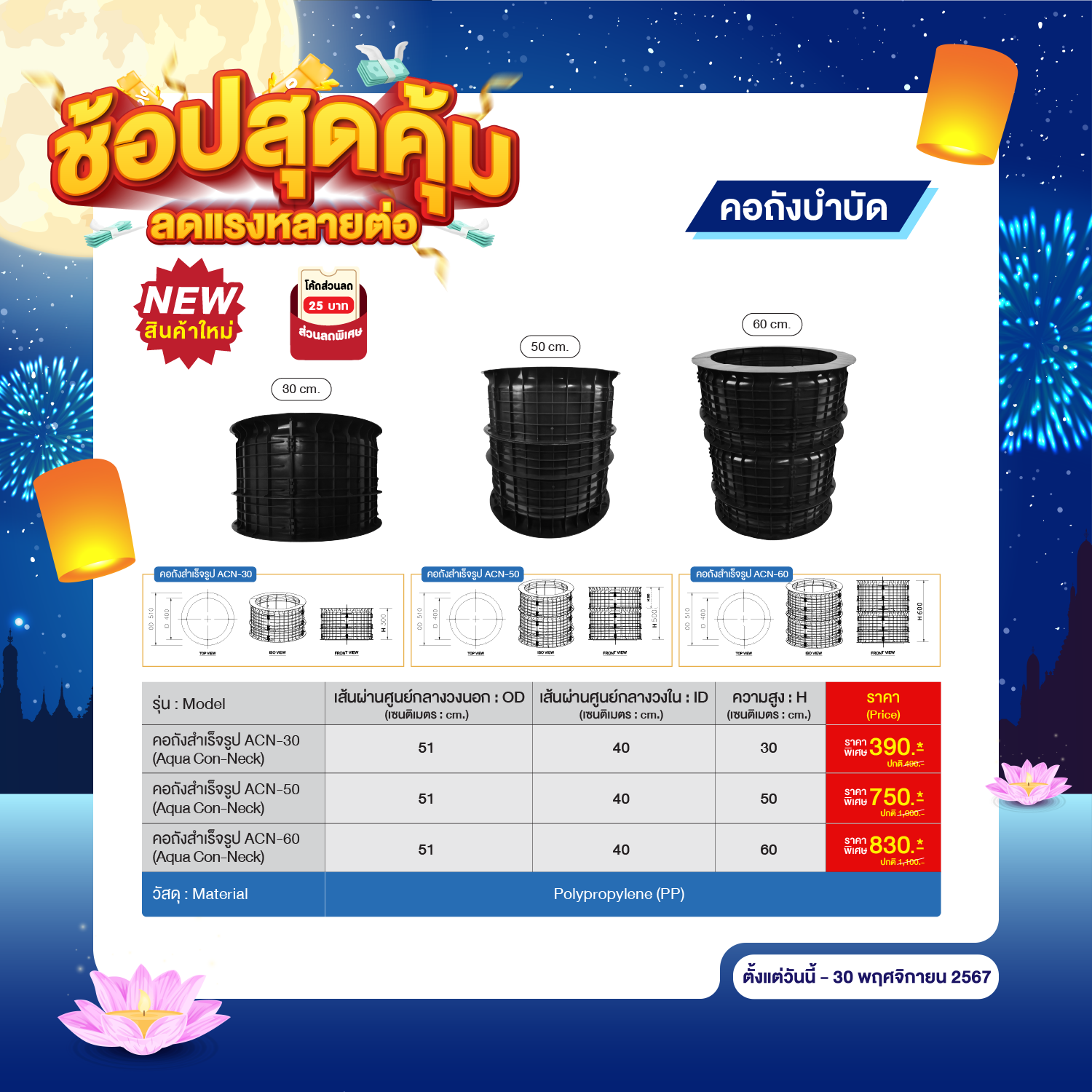 โปรโมชั่น คอถังสำเร็จรูป